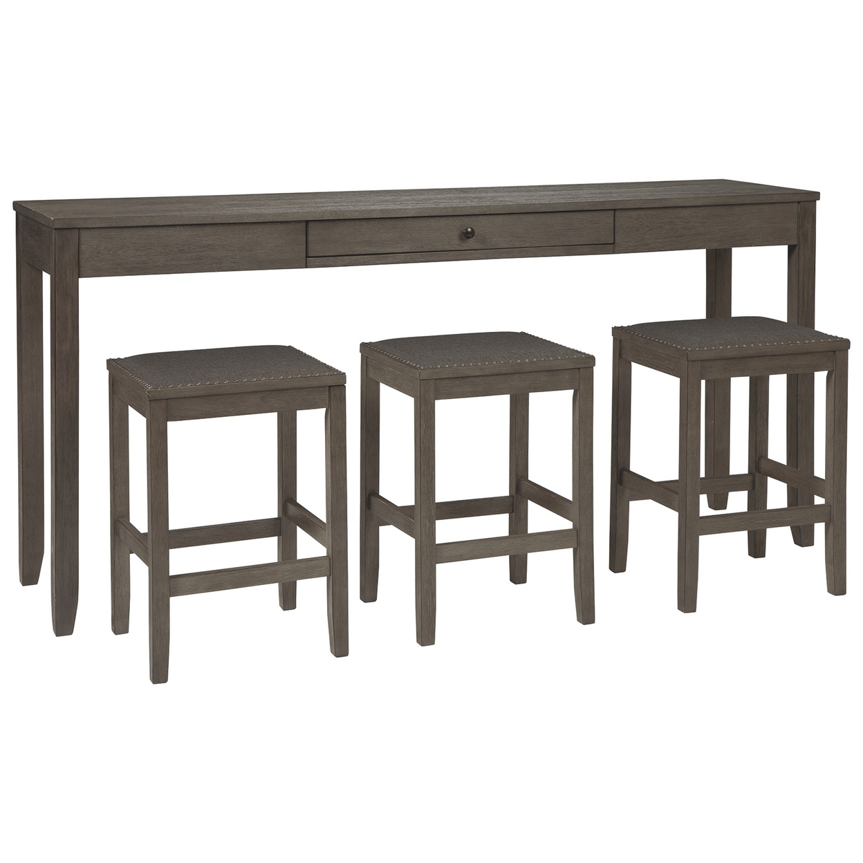 4 Piece Counter Height Dining Table Set With Barstool, Gray- Saltoro Sherpi
