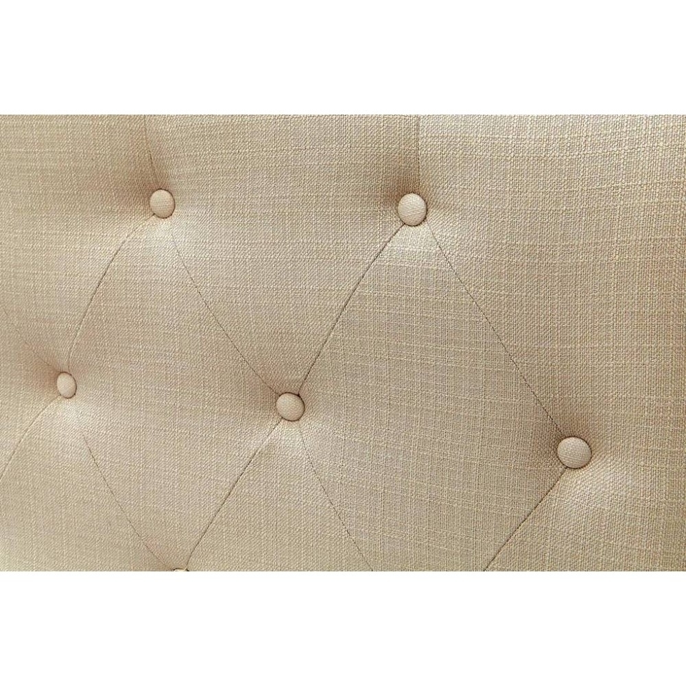 Button Tufted Fabric Wrapped Queen Size Wooden Headboard, Ivory- Saltoro Sherpi