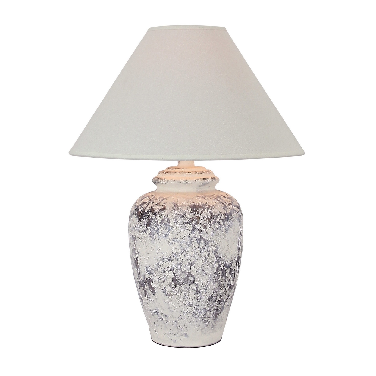 Ann 27 Inch Table Lamp, Urn Shaped Base, Rose Motifs, Crisp White Finish - Saltoro Sherpi