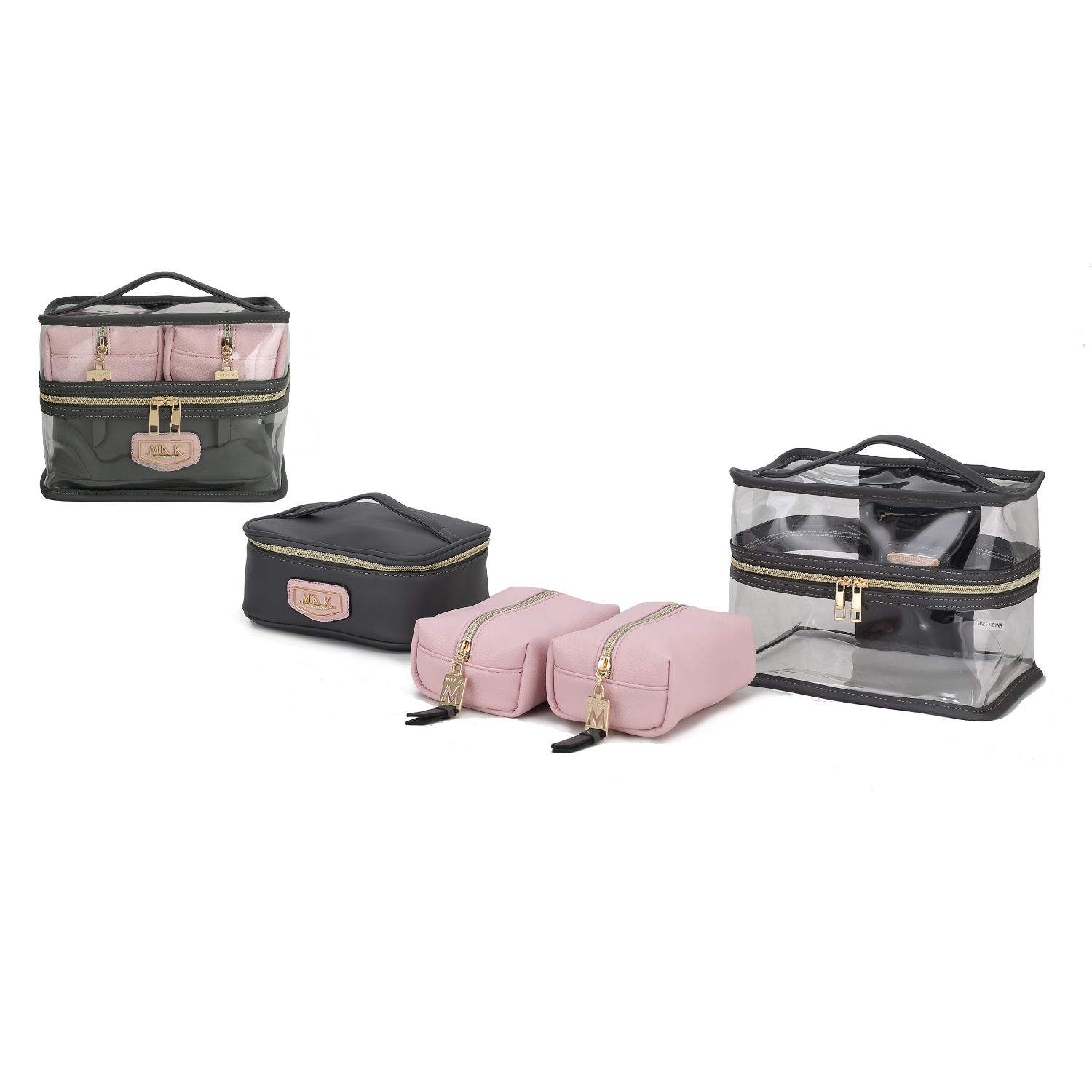 MKF Collection Emma Cosmetic 4 Pc Set By Mia K. - Pink-charcoal