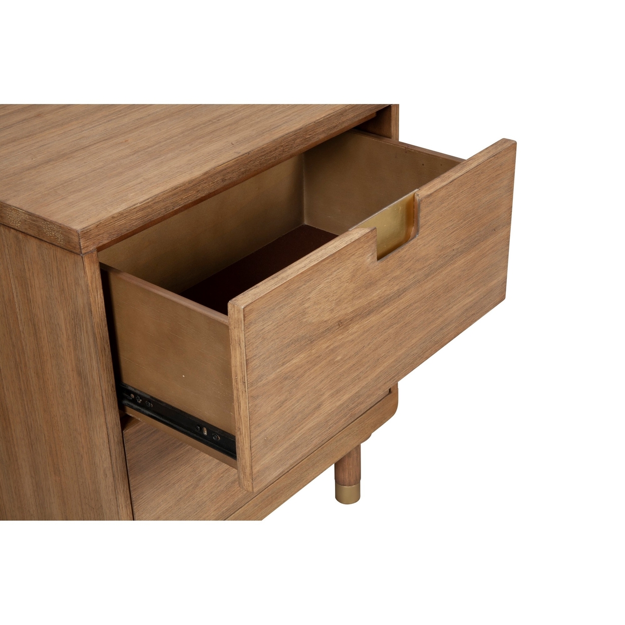 25 Inch 2 Drawer Wooden Nightstand With Cutout Pulls, Brown- Saltoro Sherpi