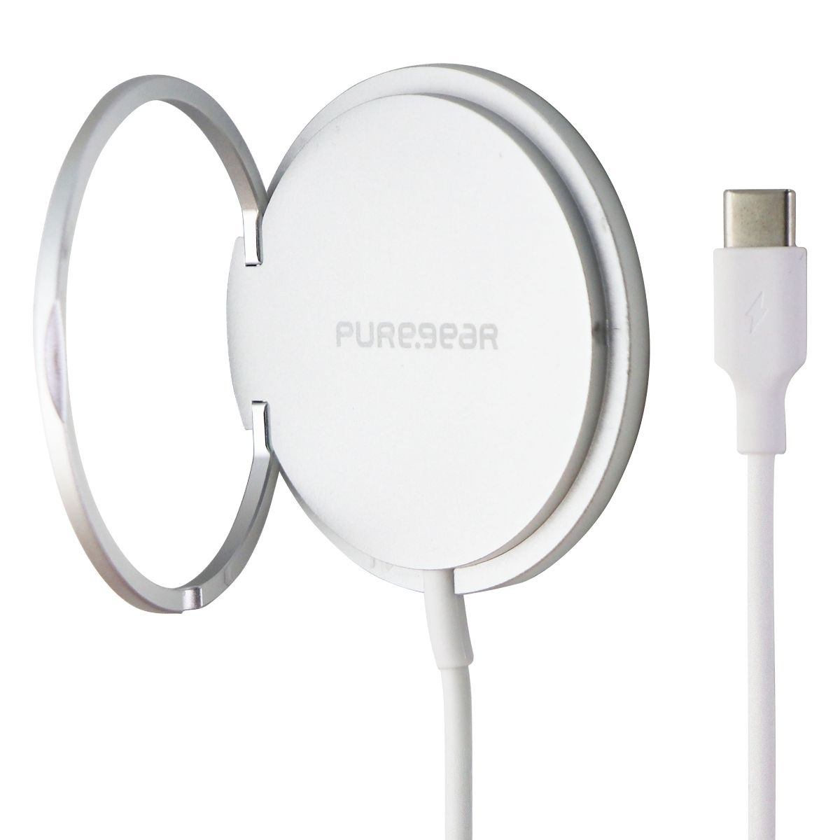 PureGear 15W Fast Magnetic (MagSafe) Wireless Charger - Silver/White (63871PG)