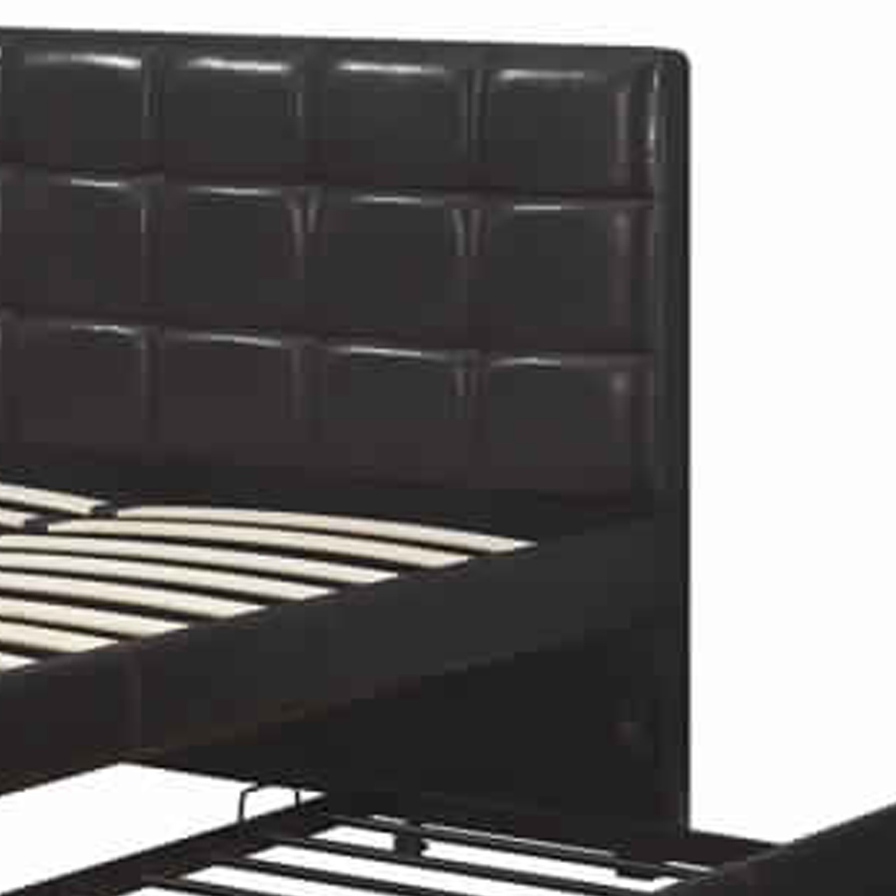 Entralling Twin Bed With Trundle Squ Tufted Head Boards Espresso,Brown- Saltoro Sherpi