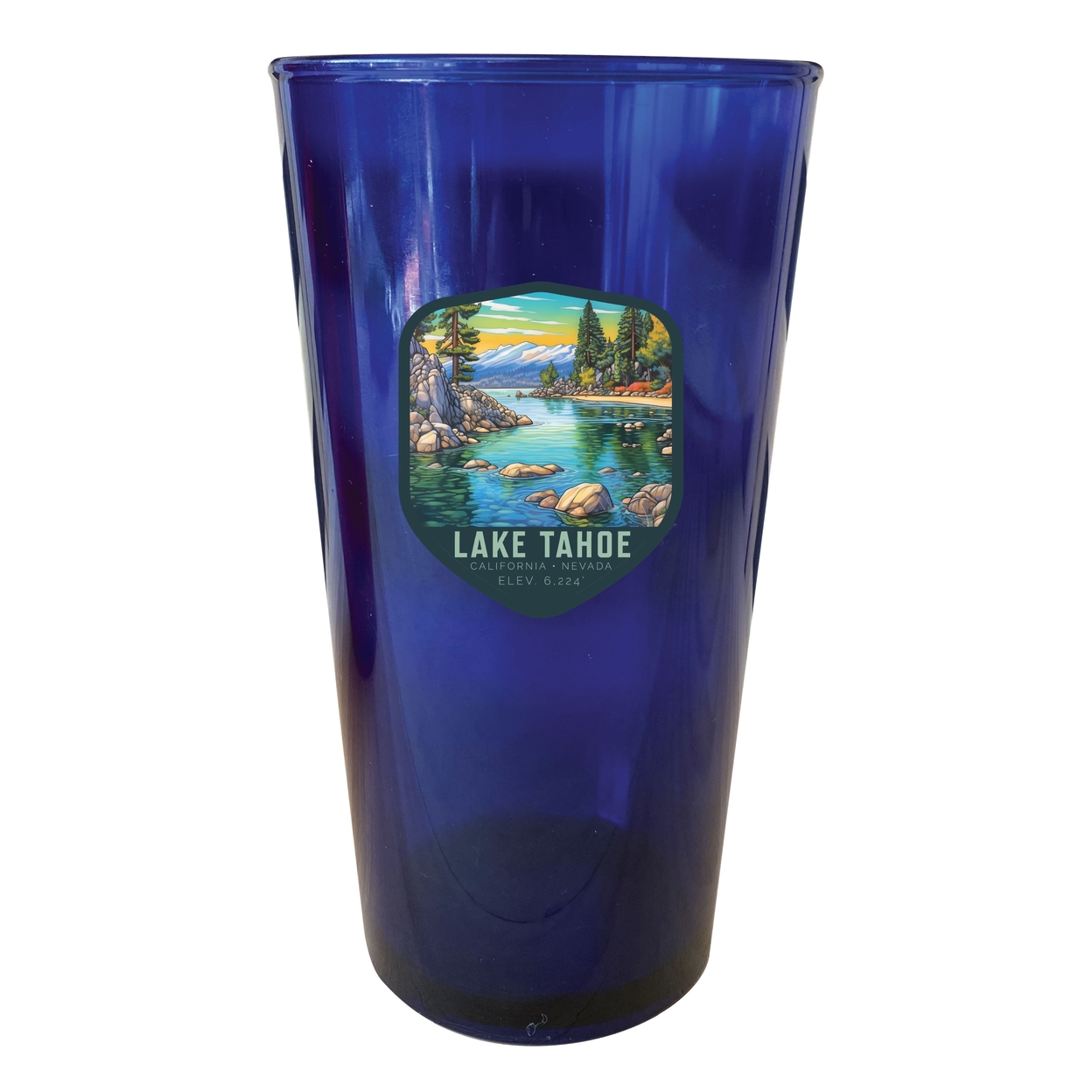 Lake Tahoe California Souvenir Plastic 16 Oz Pint Clear - Red,,2-Pack