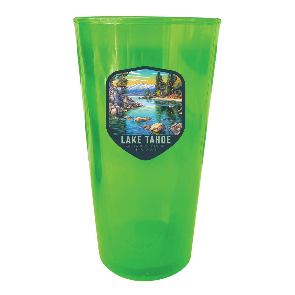 Lake Tahoe California Souvenir Plastic 16 Oz Pint Clear - Green,,4-Pack