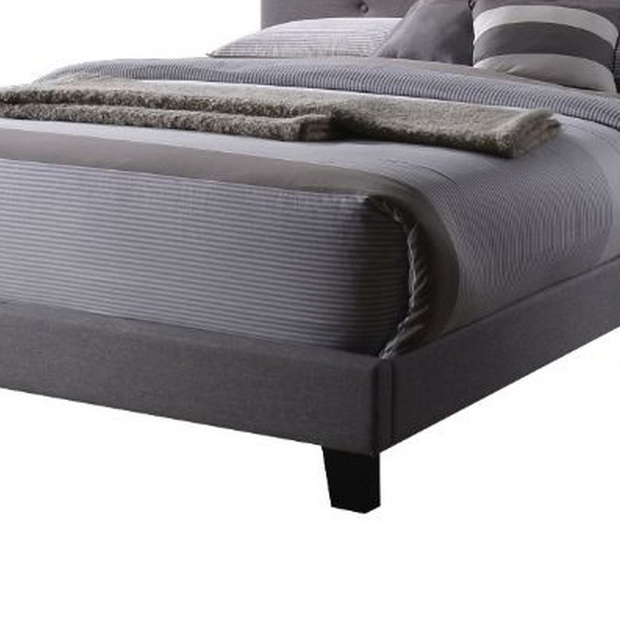 Luxurious Contemporary Style Upholstered Queen Bed, Grey- Saltoro Sherpi