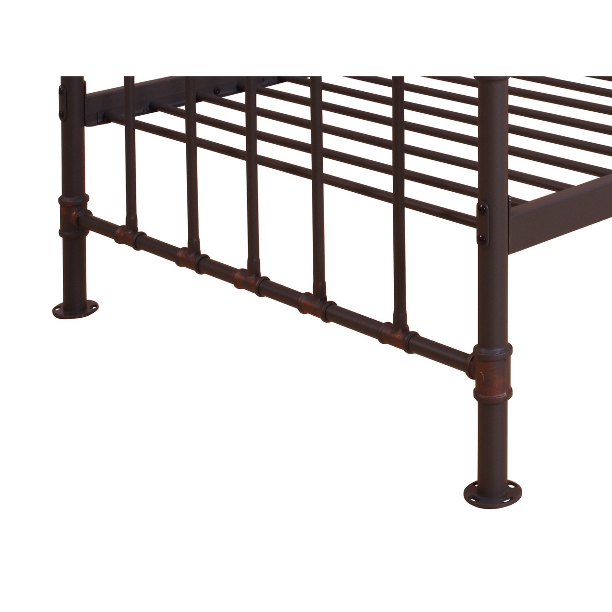Industrial Style Metal Twin Size Bed With Pipe Inspired Frame, Brown- Saltoro Sherpi