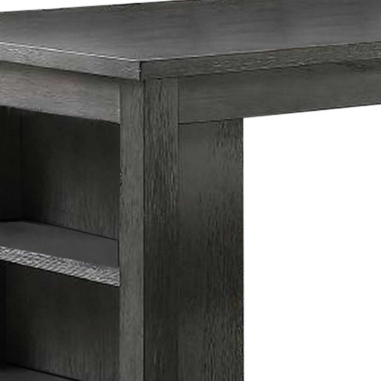Wooden Counter Height Table With Three Storage Shelves, Gray- Saltoro Sherpi
