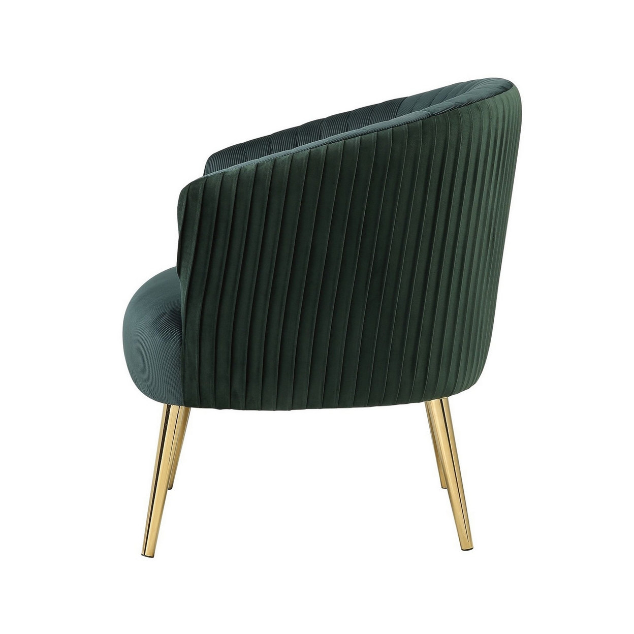 Accent Chair With Channel Stitching And Metal Legs, Green- Saltoro Sherpi