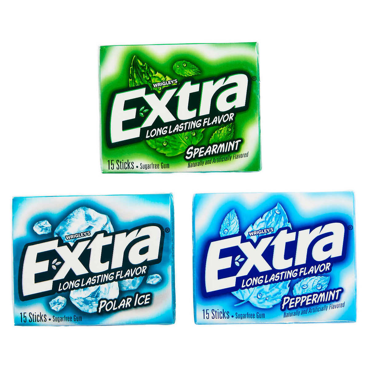 Extra Sugar Free Chewing Gum, Mint Variety Pack, 15 Sticks (18 Count)