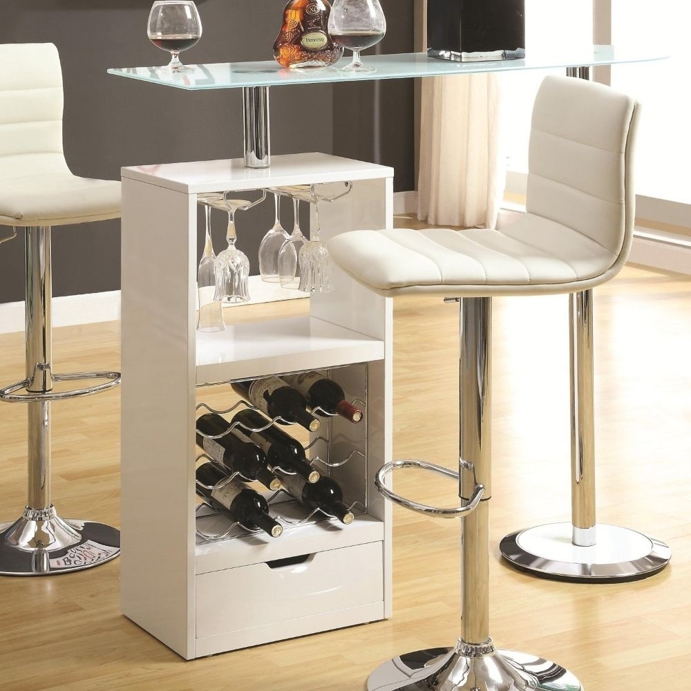 Spacious White Bar Table With Functional Storage- Saltoro Sherpi