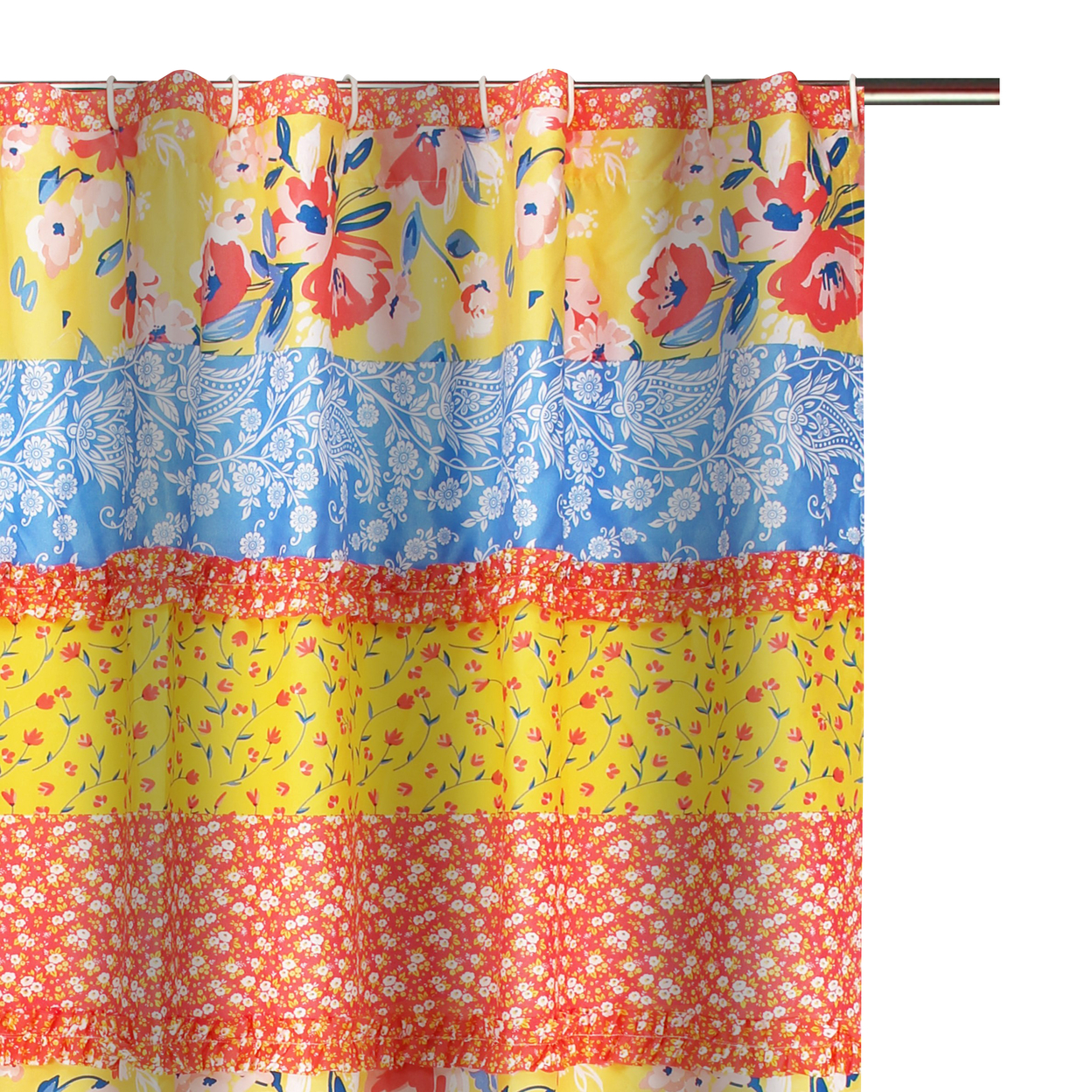 Lio 72 X 72 Inch Shower Curtain, Ruffled Rows, Bohemian Multicolor