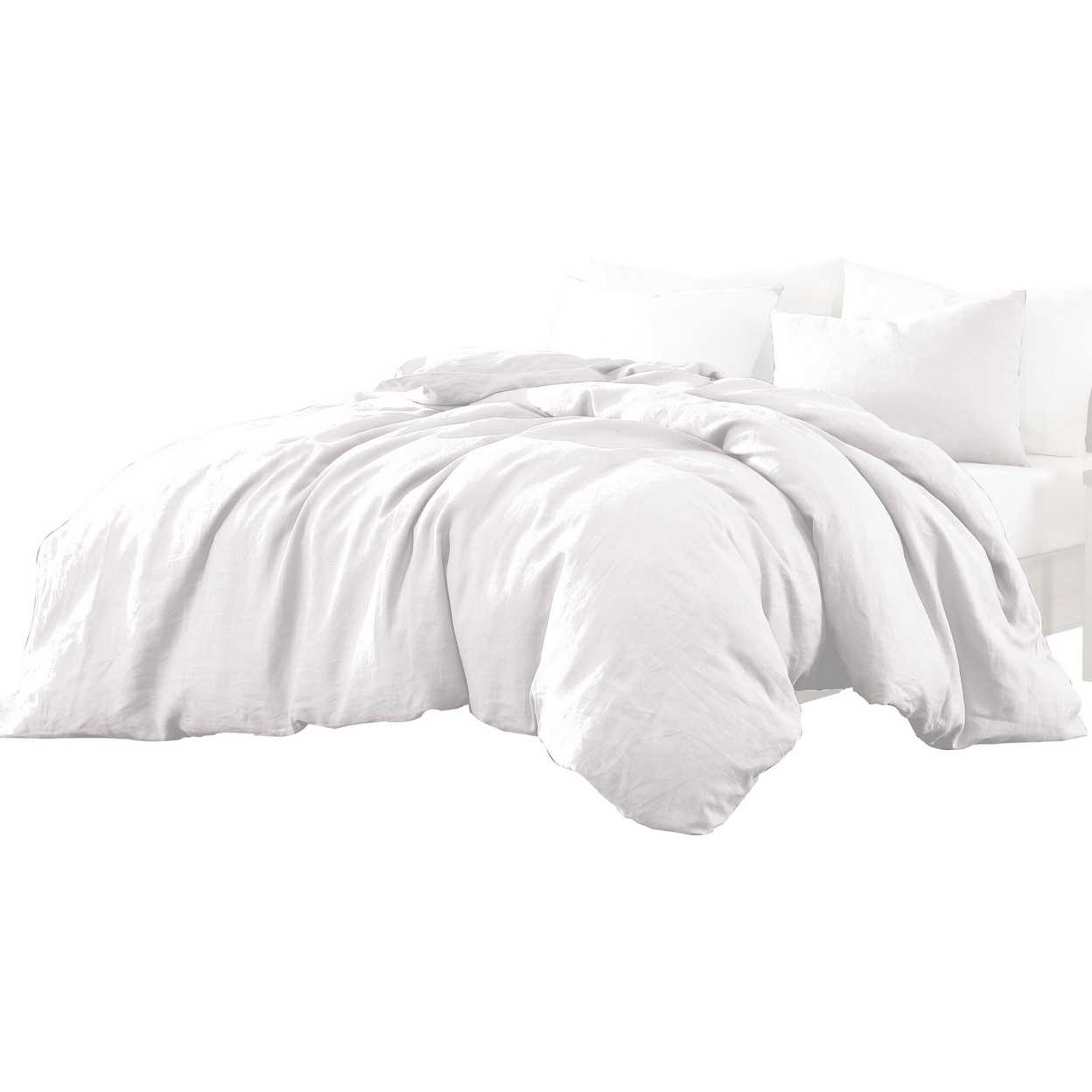 Edge 3 Piece Twin Size Duvet Comforter Set, Washed Linen, Clean White - Saltoro Sherpi