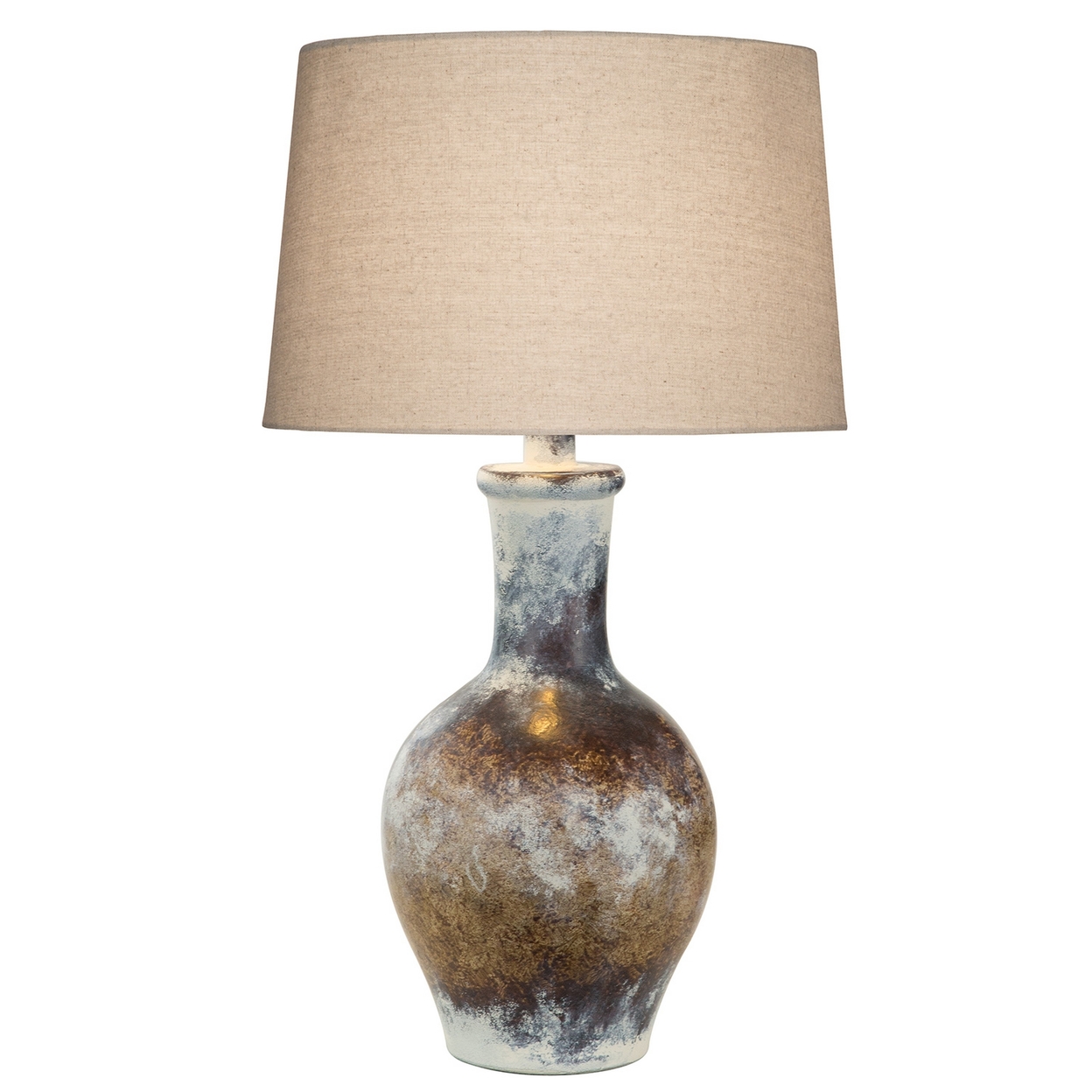 Aine 29 Inch Hydrocal Table Lamp, Drum Shade, Urn Shaped Base, Multicolor- Saltoro Sherpi