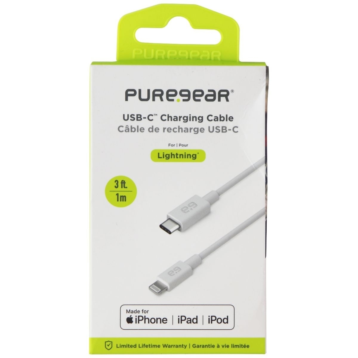 PureGear (3 FT) USB-C To Lightning 8-Pin MFi Cable For IPhone - White