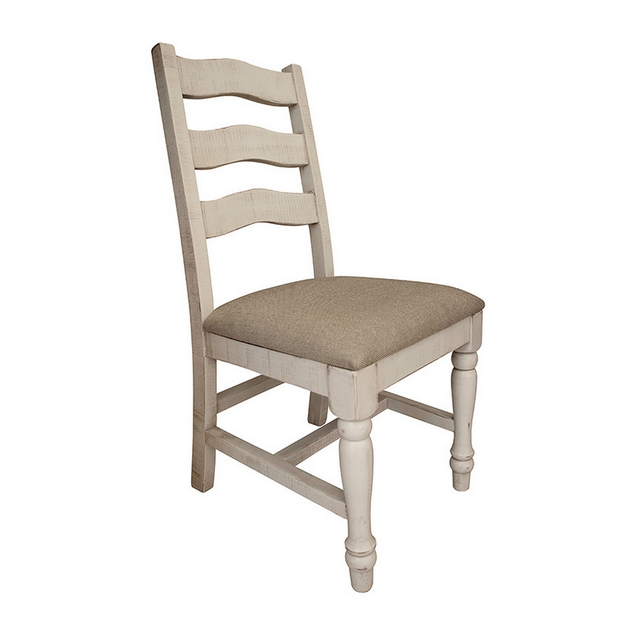 Ive 22 Inch Dining Chair, Polyester Seat, Mango And Pine Wood, White- Saltoro Sherpi