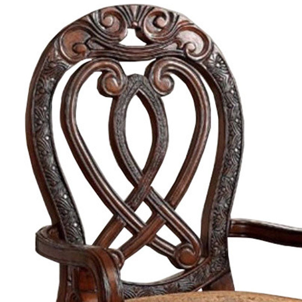 Wyndmere Traditional Arm Chair, Cherry Finish, Set Of 2- Saltoro Sherpi