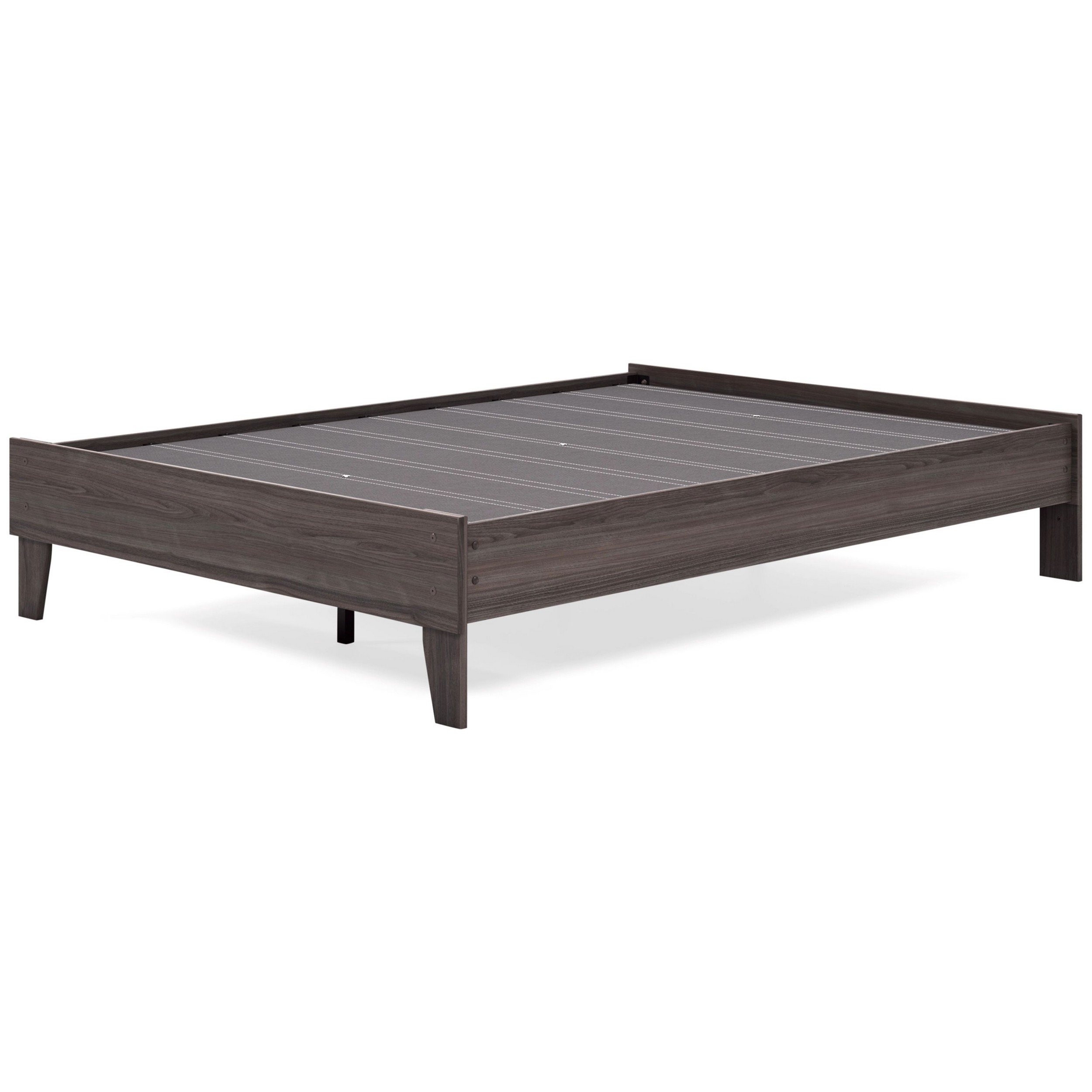 Zof Full Size Platform Bed, Low Profile, Footboard, Rails, Rustic Gray Wood- Saltoro Sherpi