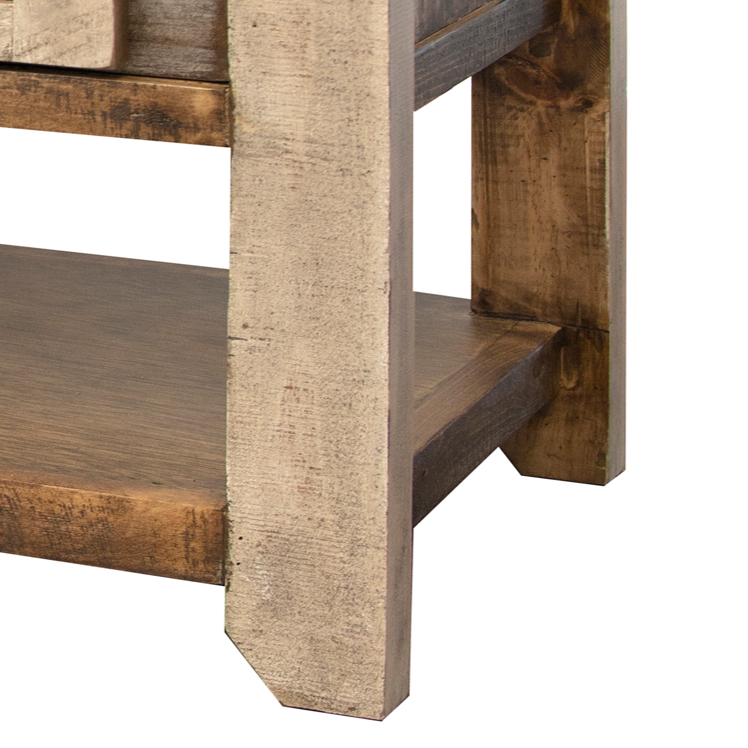 Fena 55 Inch 4 Drawer Sofa Table, 2 Barn Doors, Shelf, Multicolor Pine Wood- Saltoro Sherpi
