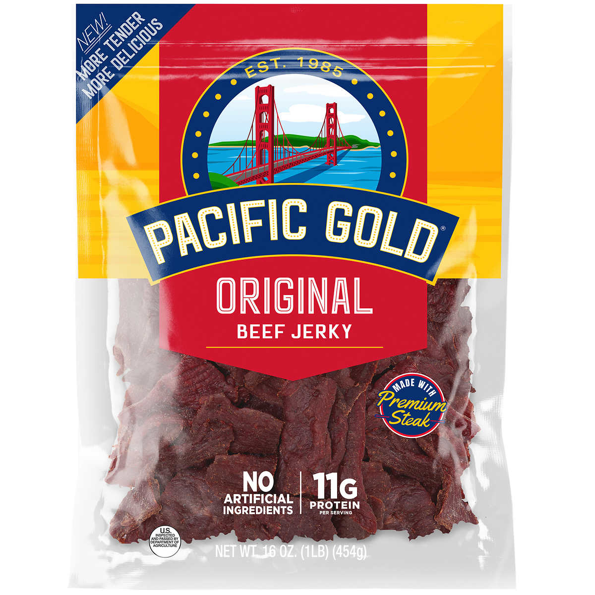 Pacific Gold Beef Jerky, Original, 16 Ounce