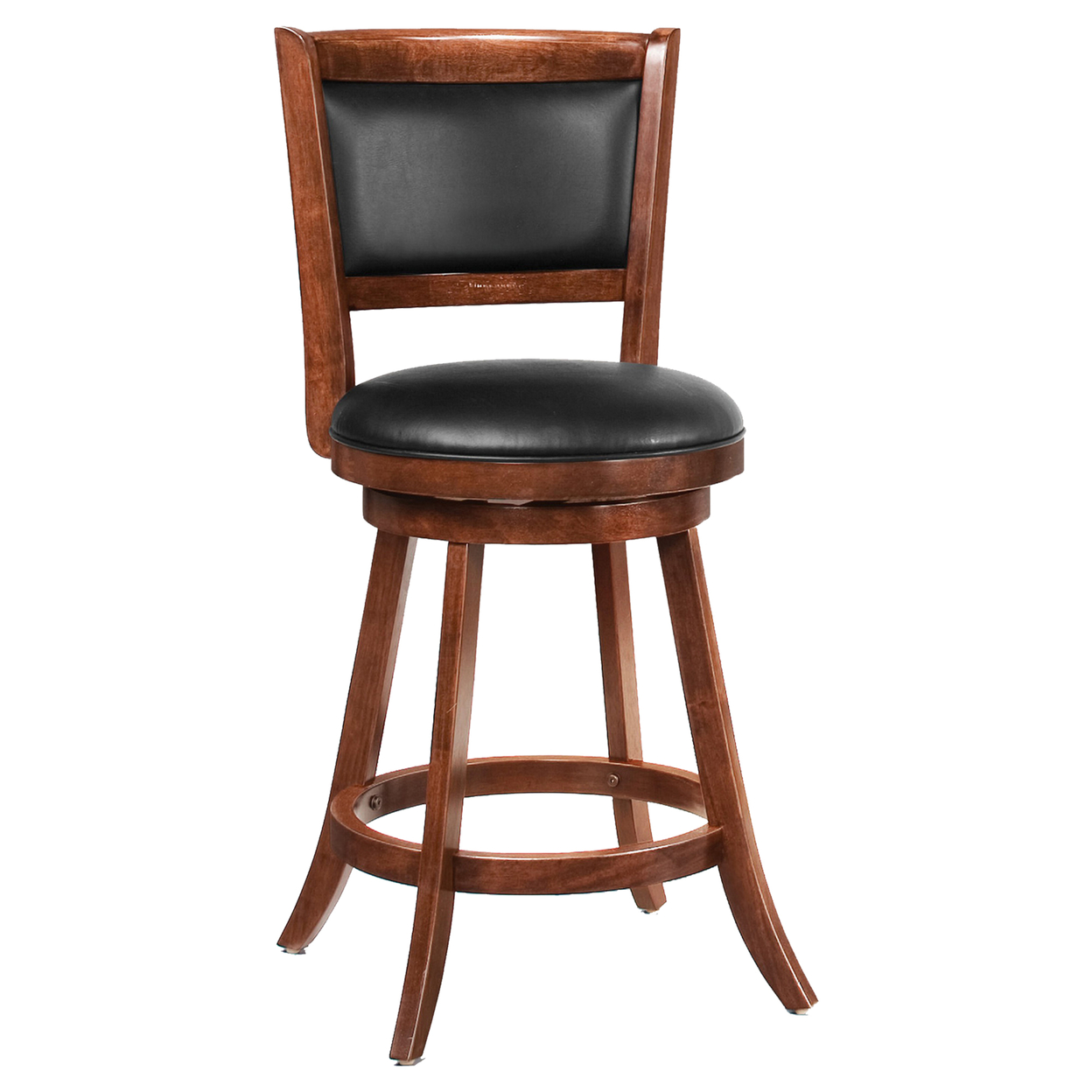 Counter Height Stool With Upholstered Seat, Brown, Set Of 2- Saltoro Sherpi