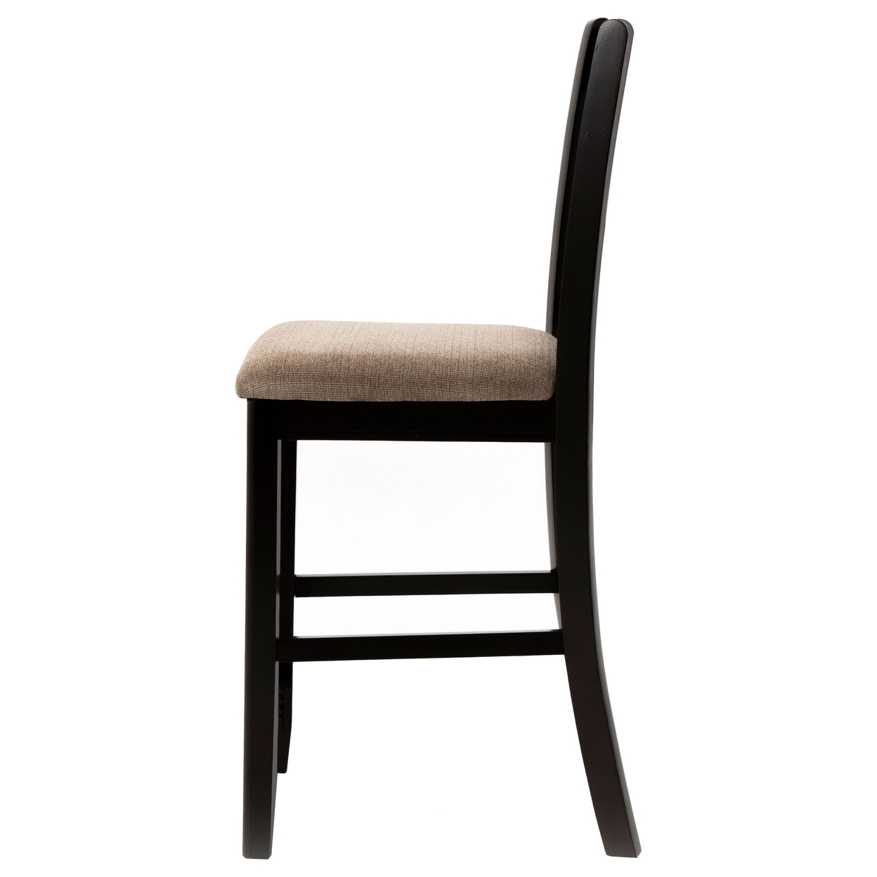 Contemporary Armless Counter Height Chair, Espresso Brown & Beige , Set Of 2- Saltoro Sherpi
