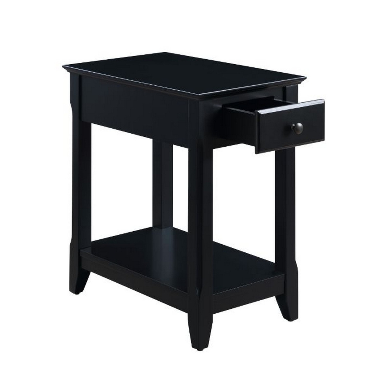 Accent Table With 1 Drawer And Bottom Shelf, Black- Saltoro Sherpi