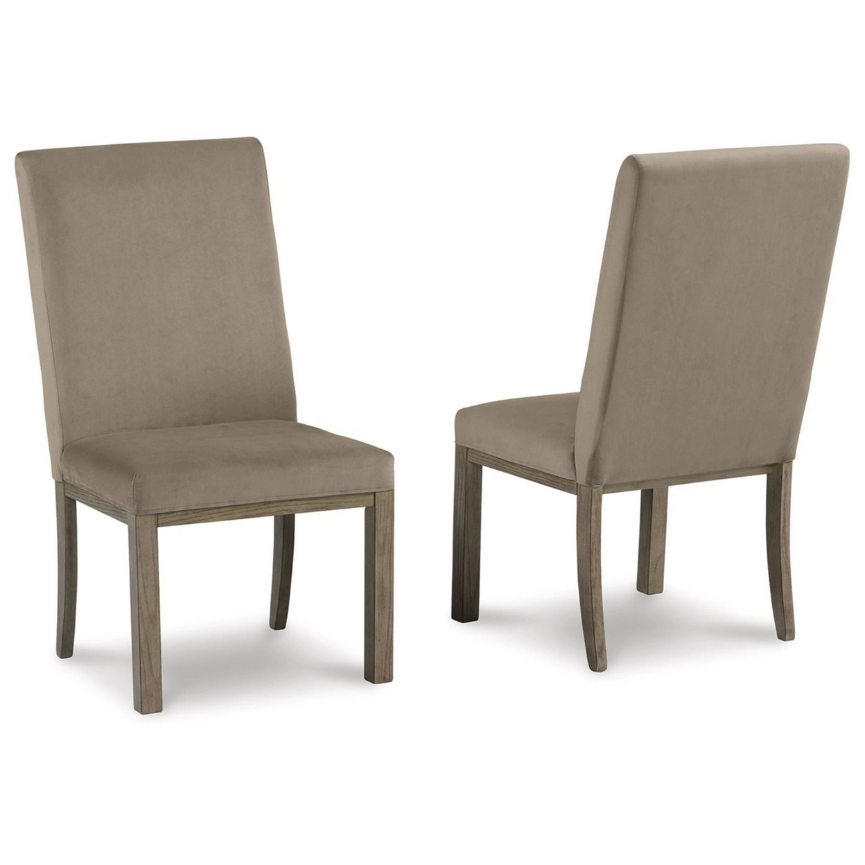 Afu 24 Inch Dining Side Chairs, Set Of 2, Cushioned, Light Brown Upholstery- Saltoro Sherpi