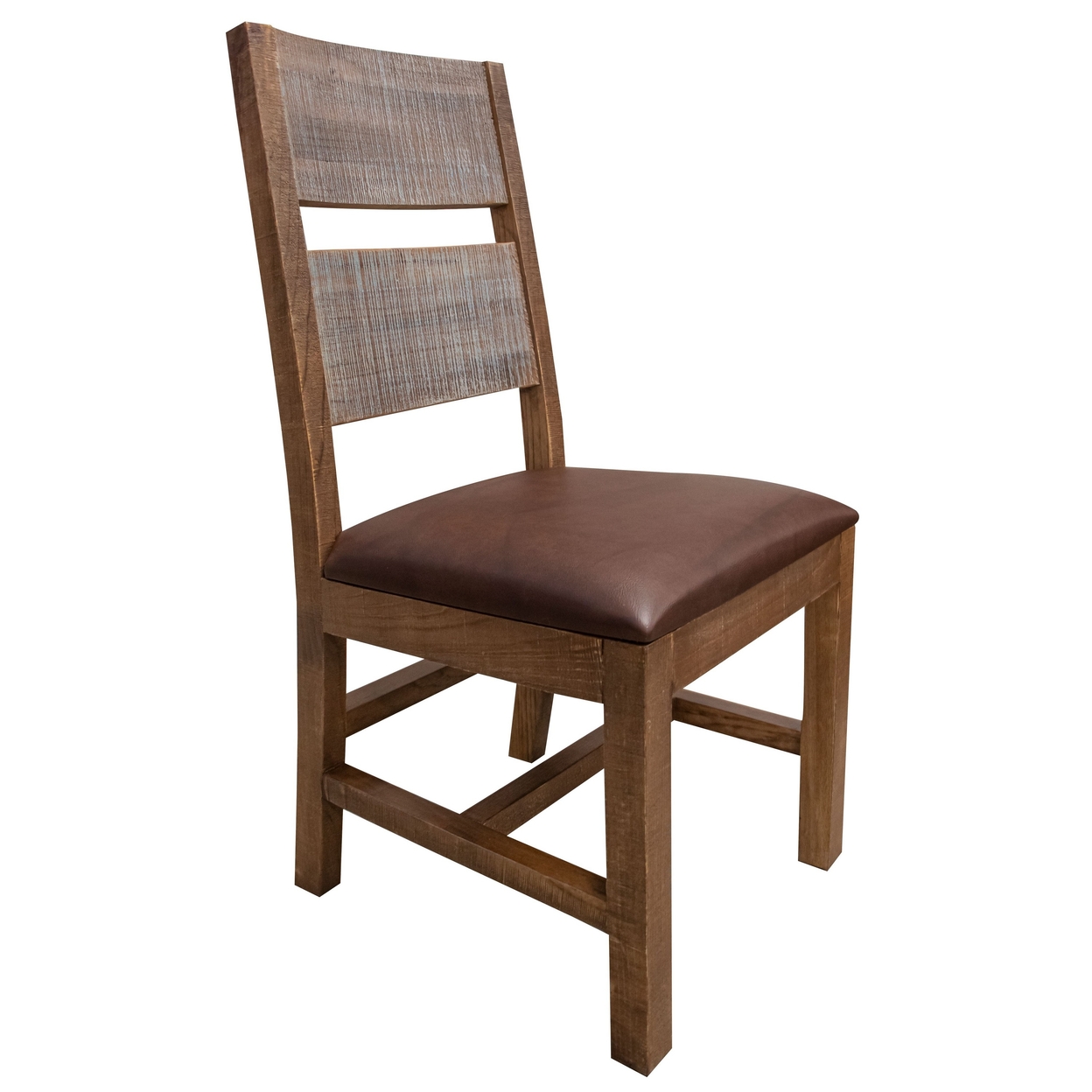 Fena 22 Inch Dining Chair, Set Of 2, Brown Faux Leather Seat, Pine Wood- Saltoro Sherpi