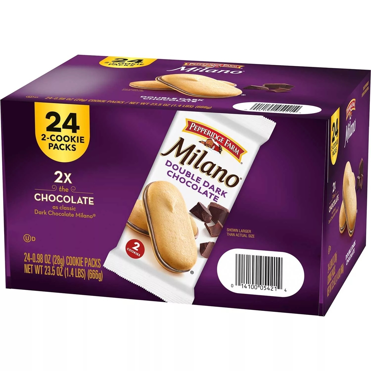 Milano Double Dark Chocolate Cookies, 0.98 Ounce (Pack Of 24)