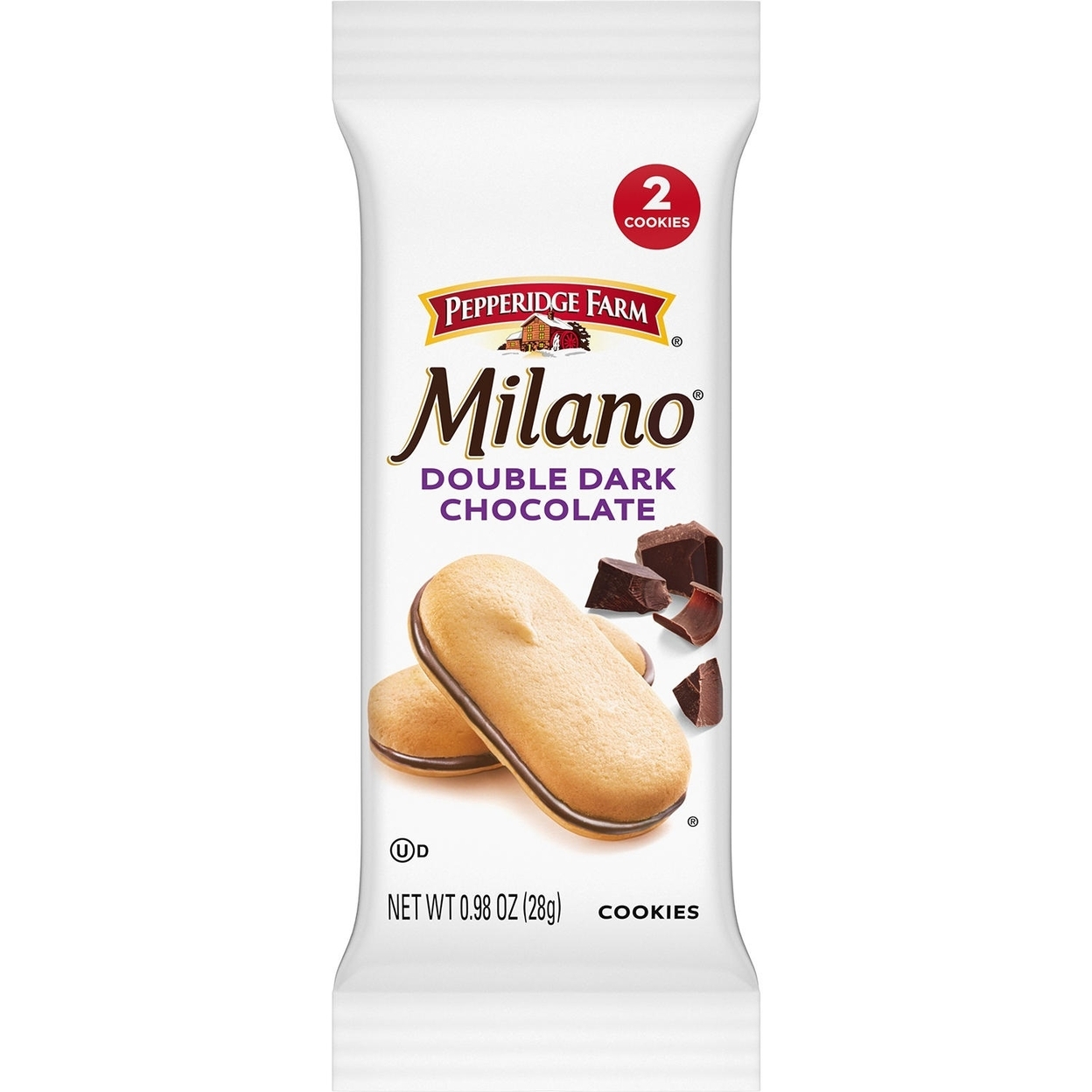 Milano Double Dark Chocolate Cookies, 0.98 Ounce (Pack Of 24)