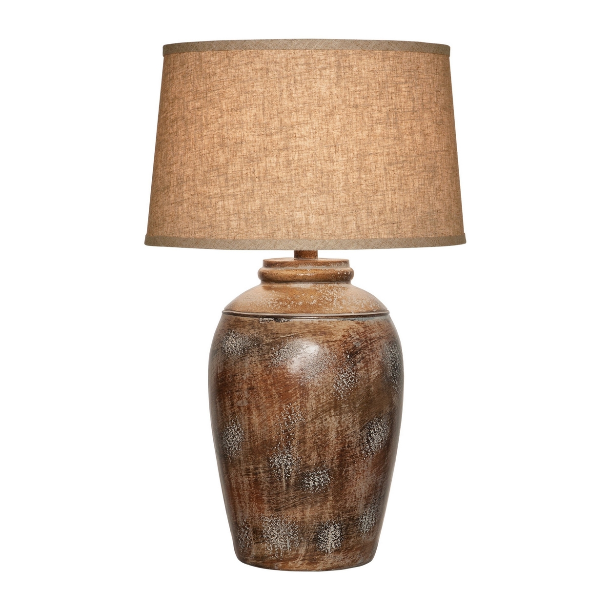 Aria 29 Inch Table Lamp, Curved Tall Base, Distressed Hydrocal, Brown- Saltoro Sherpi