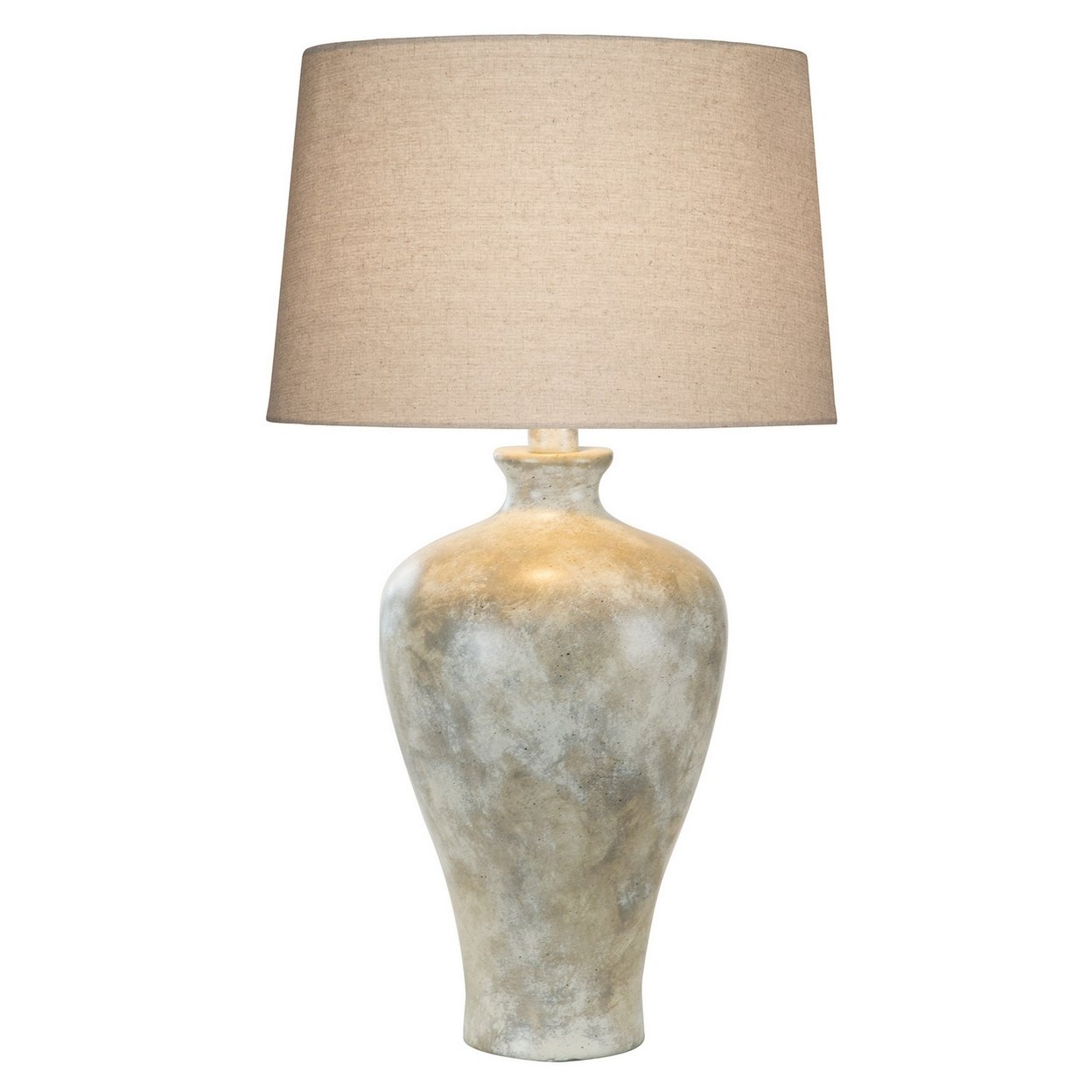 Kiza 28 Inch Table Lamp, Elongated Curved Urn, Cream Beige Stone Design- Saltoro Sherpi