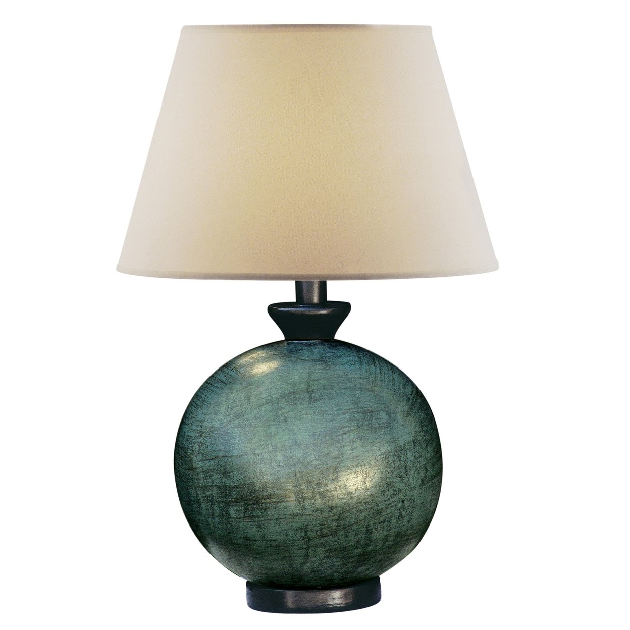 Cleo 26 Inch Table Lamp, Sphere Base, Turquoise Blue, Tapered Fabric Shade- Saltoro Sherpi