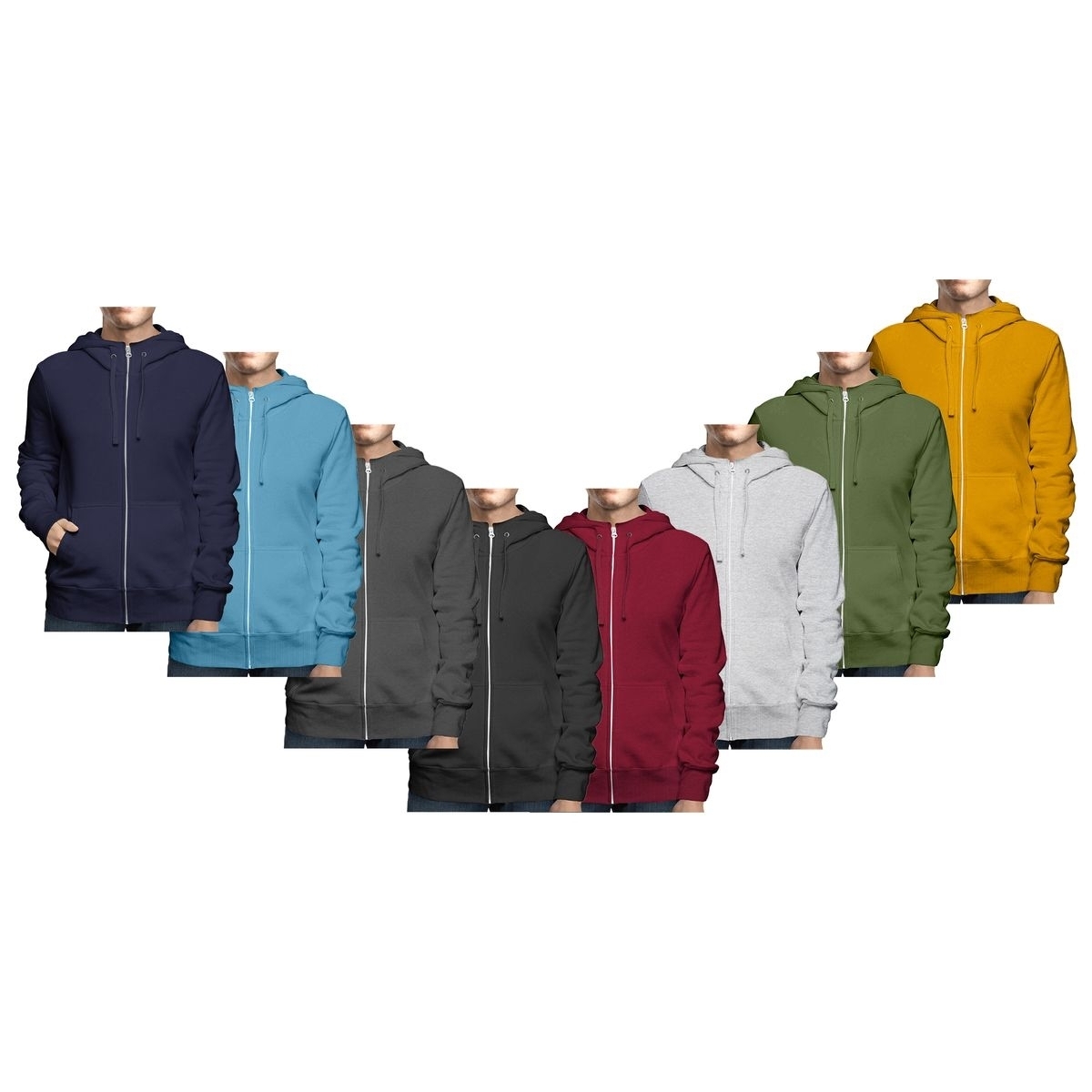 Men's Big & Tall Winter Warm Soft Cozy Full Zip-Up Fleece Lined Hoodie Sweatshirt - Navy, Small