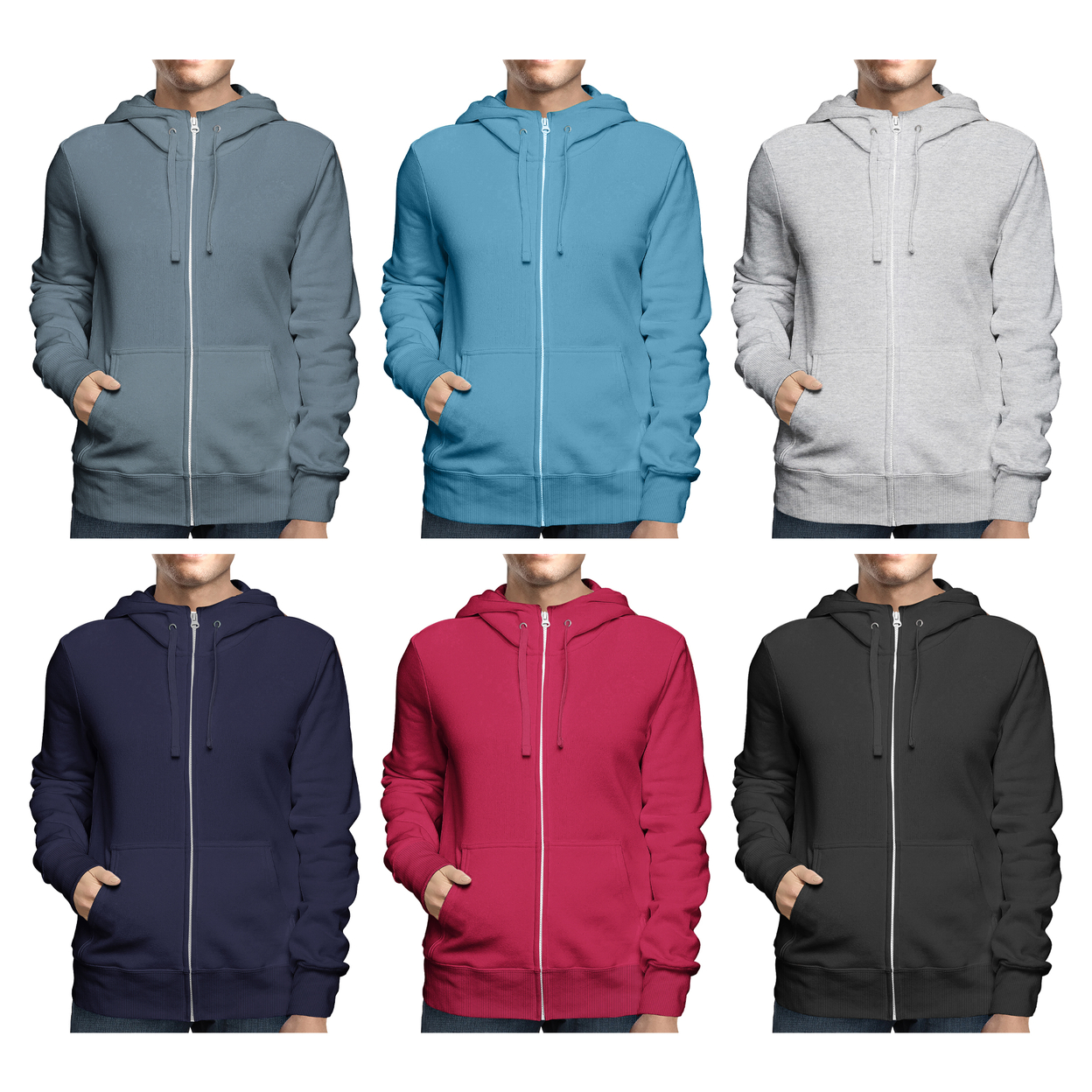 Men's Winter Warm Cozy Full Zip-Up Fleece Lined Soft Hoodie Sweatshirt - Navy, Small