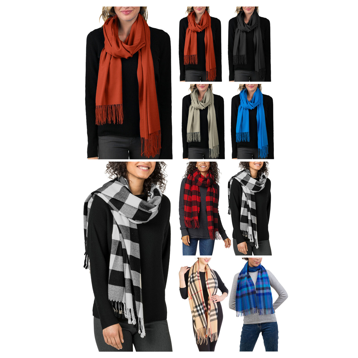 3-Pack: Women's Ultra Soft Neutral & Bright Cashmere Feel Winter Warm Scarfs - Neutral