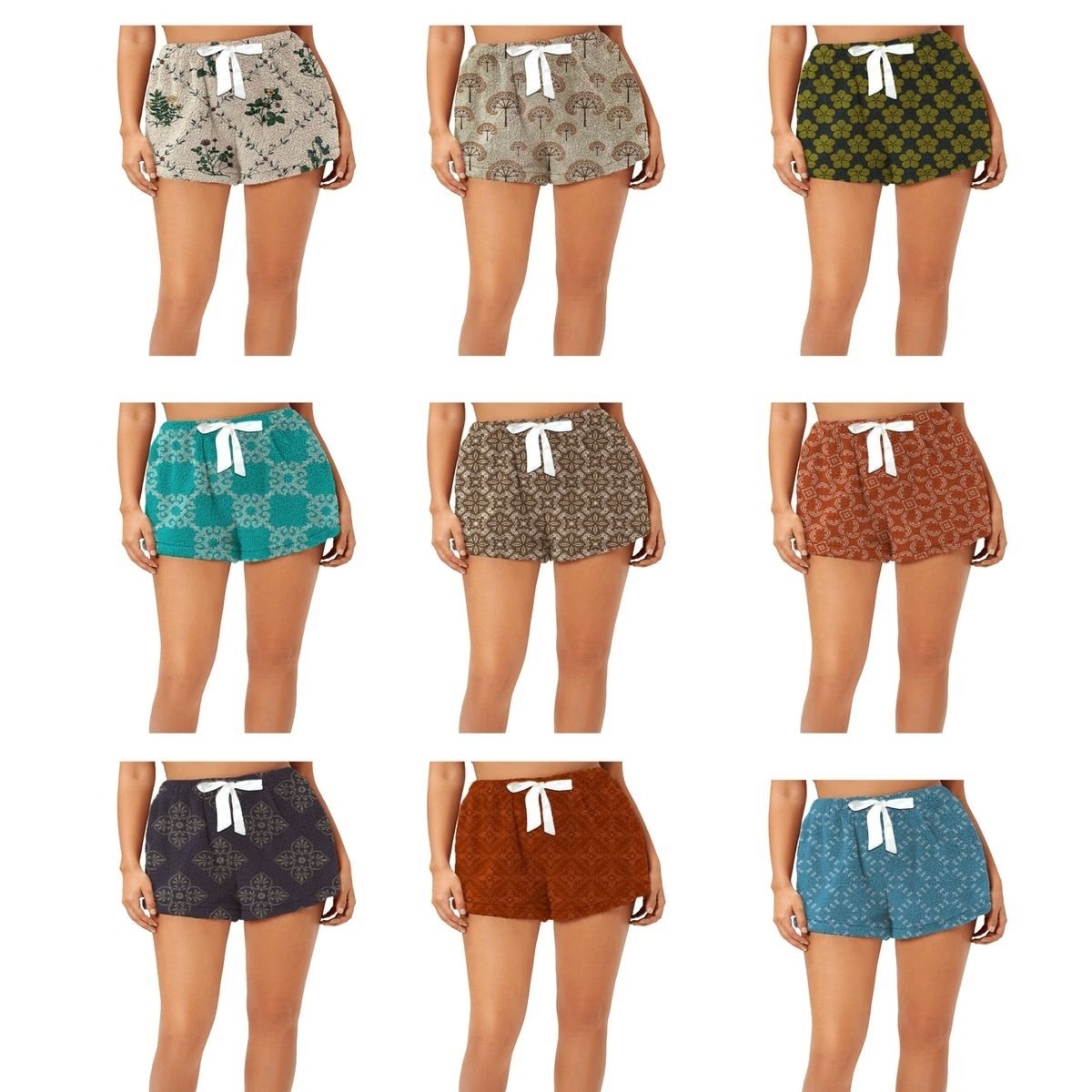 3-Pack: Women's Ultra Plush Micro-Fleece Soft Printed Pajama Shorts - X-large, Shape