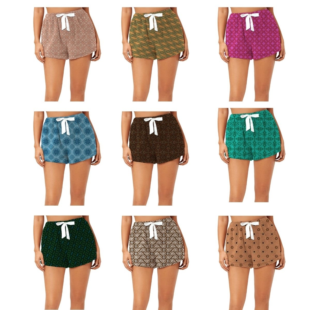 3-Pack: Women's Ultra Plush Micro-Fleece Soft Printed Pajama Shorts - Medium, Shape