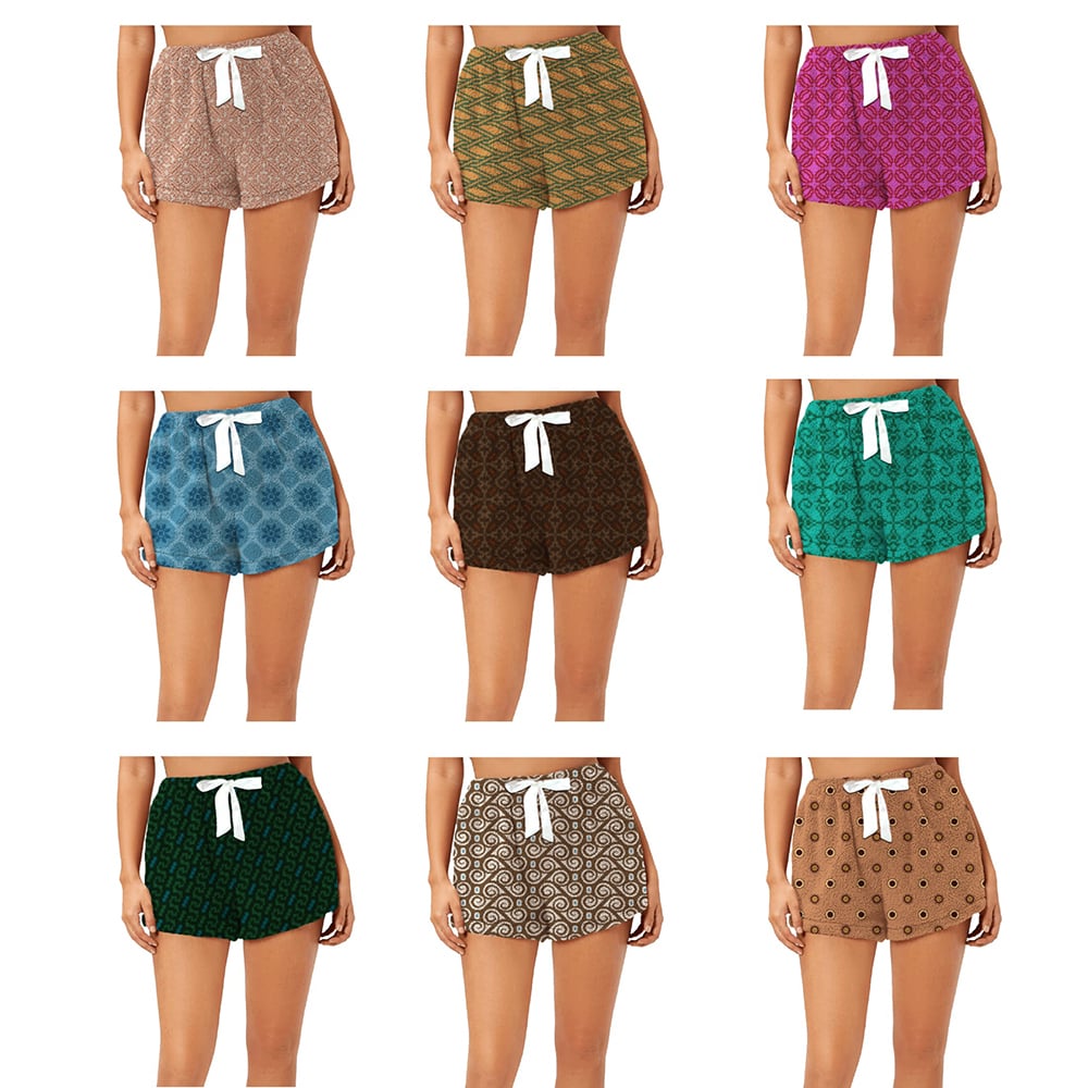 6-Pack: Women's Ultra Plush Micro-Fleece Soft Printed Pajama Shorts - Medium, Shape