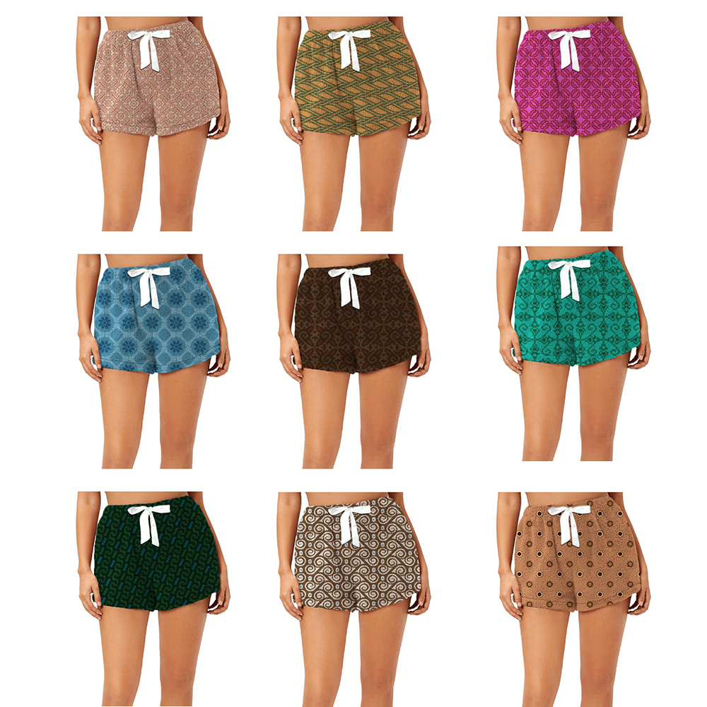 6-Pack: Women's Ultra Plush Micro-Fleece Soft Printed Pajama Shorts - X-large, Tye Dye