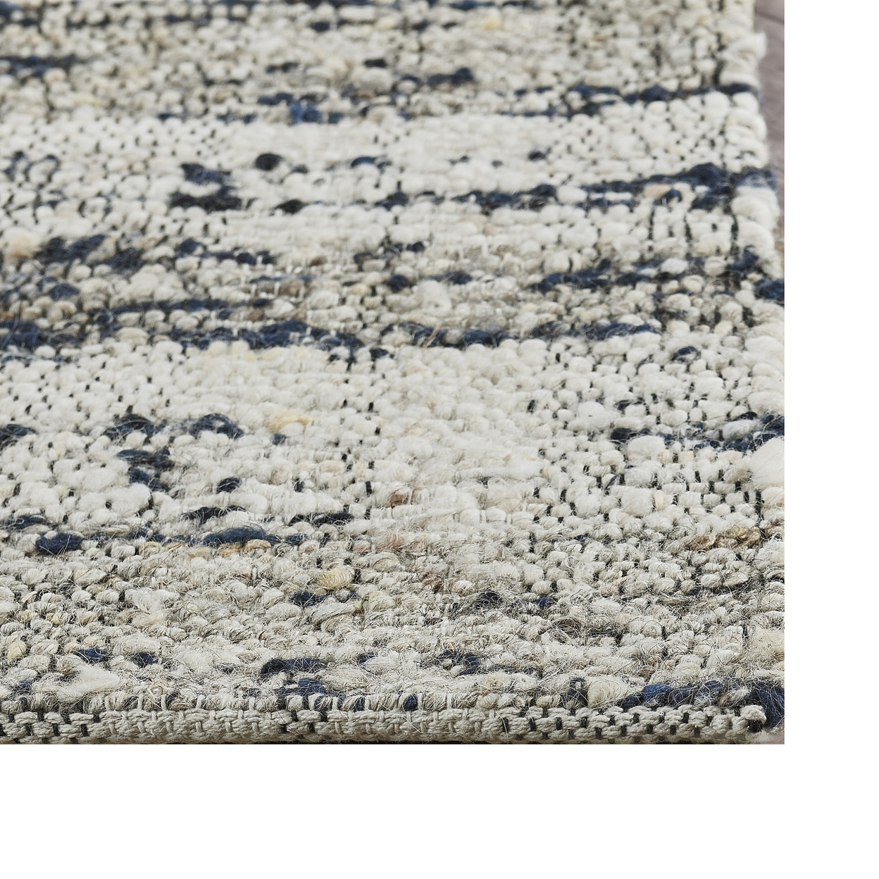 Okia 5 X 8 Medium Handwoven Area Rug, Distressed Wool Stripes, Blue, Brown- Saltoro Sherpi