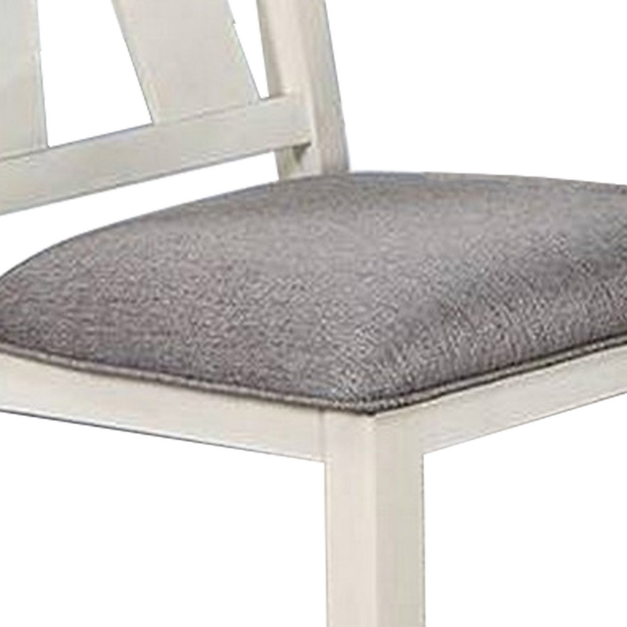 Lexi 24 Inch Classic Dining Side Chair, Padded Seat, Set Of 2, Gray, White- Saltoro Sherpi