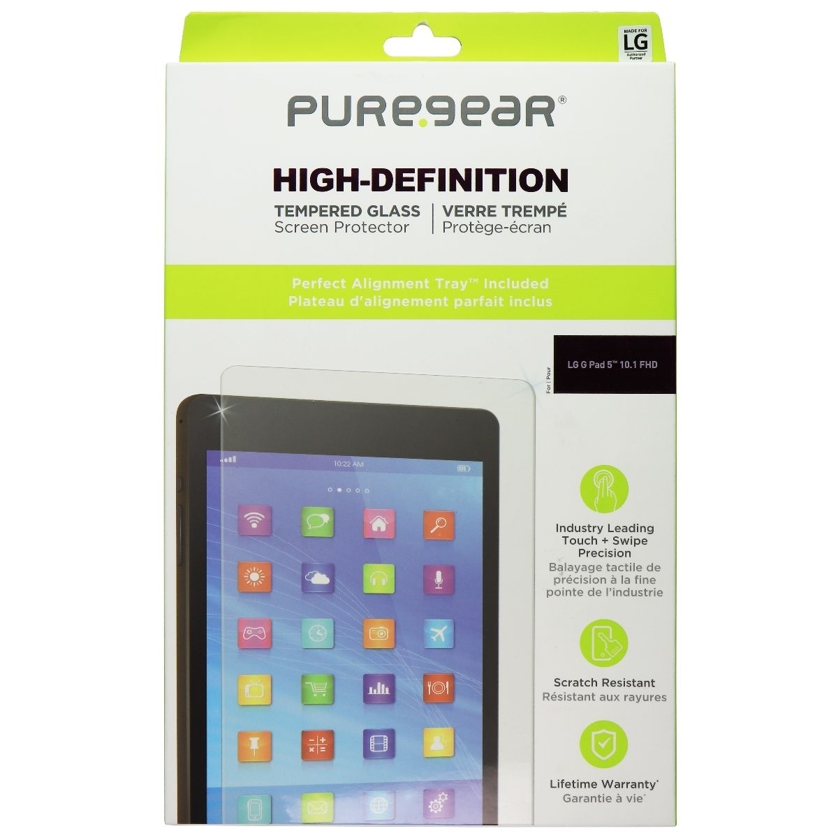 Pure Gear High Definition Tempered Glass For LG G Pad 5 (10.1-inch) FHD - Clear (Refurbished)