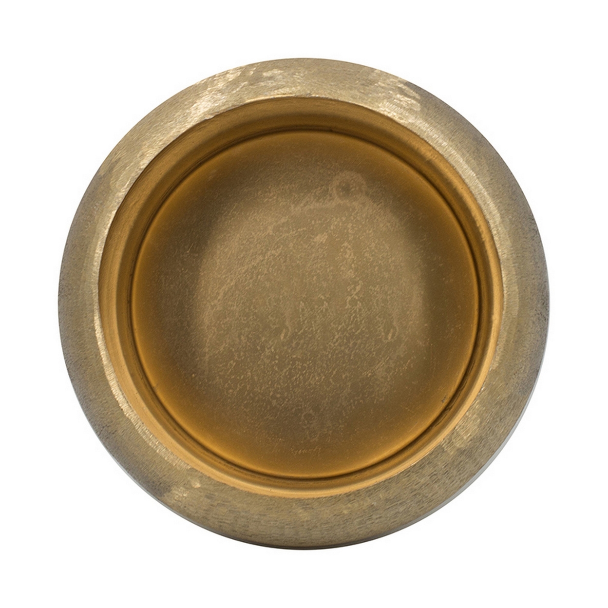 2 Piece Rounded Decorative Bowls, Gold Metal Hammered Texture, Wide Ingress- Saltoro Sherpi