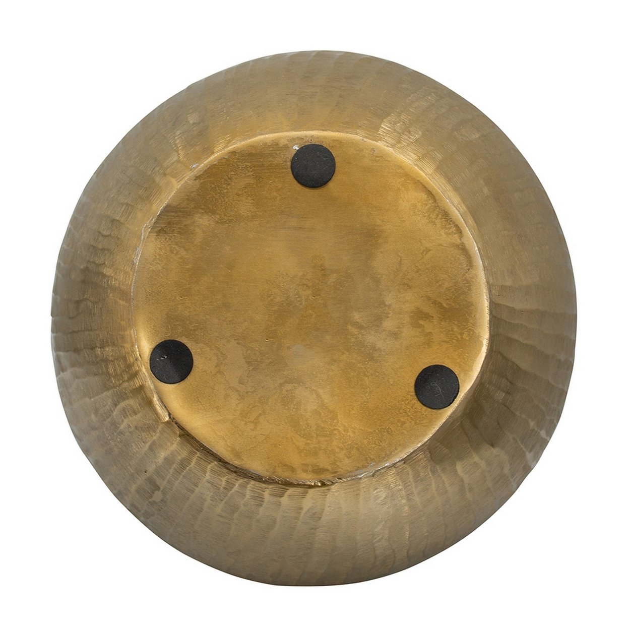 Kria 13 Inch Modern Vase, Curved Shape, Hammered Texture, Gold Metal Finish- Saltoro Sherpi