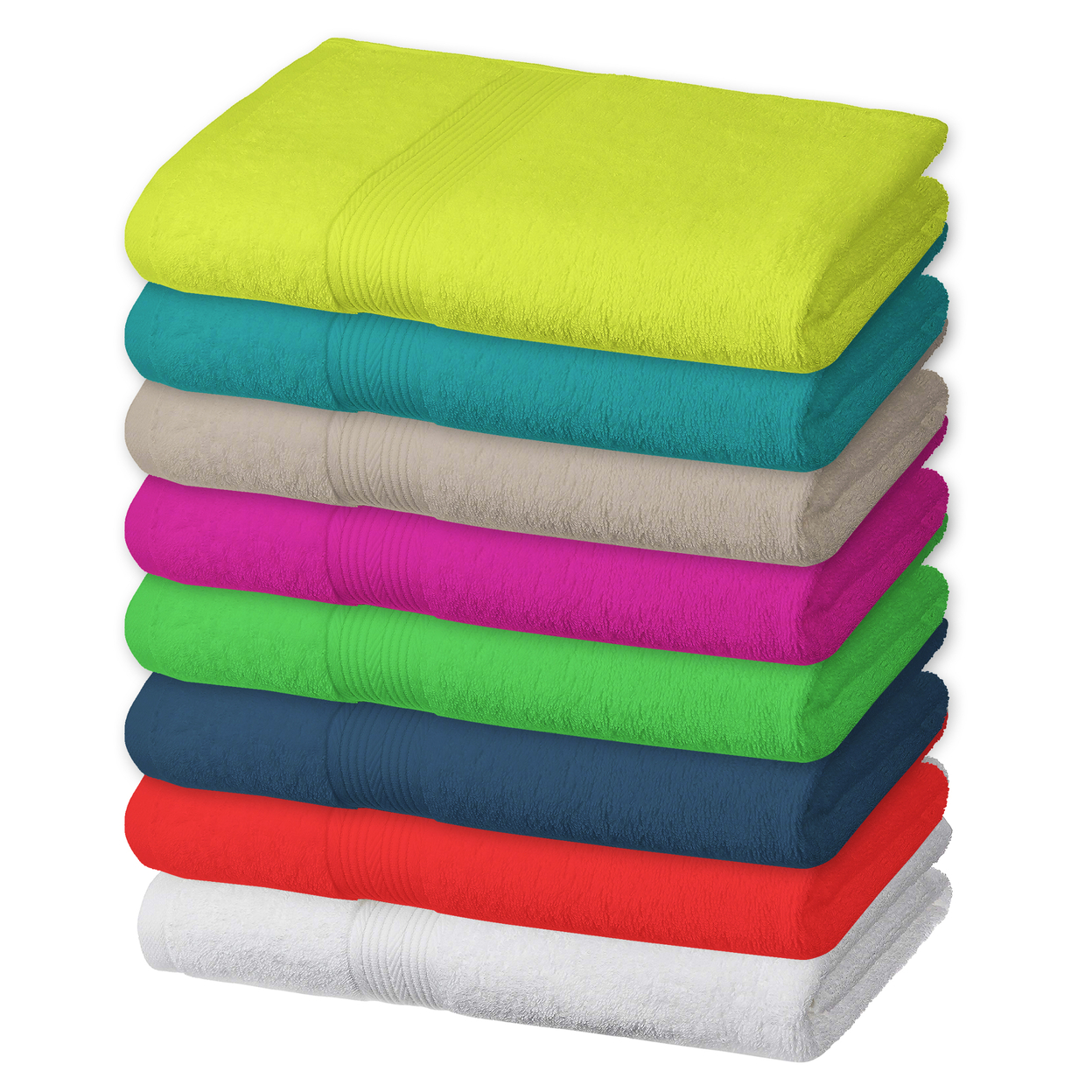 5-Pack: Super Absorbent 100% Cotton 54 X 27 Hotel Beach Bath Towels - Bright