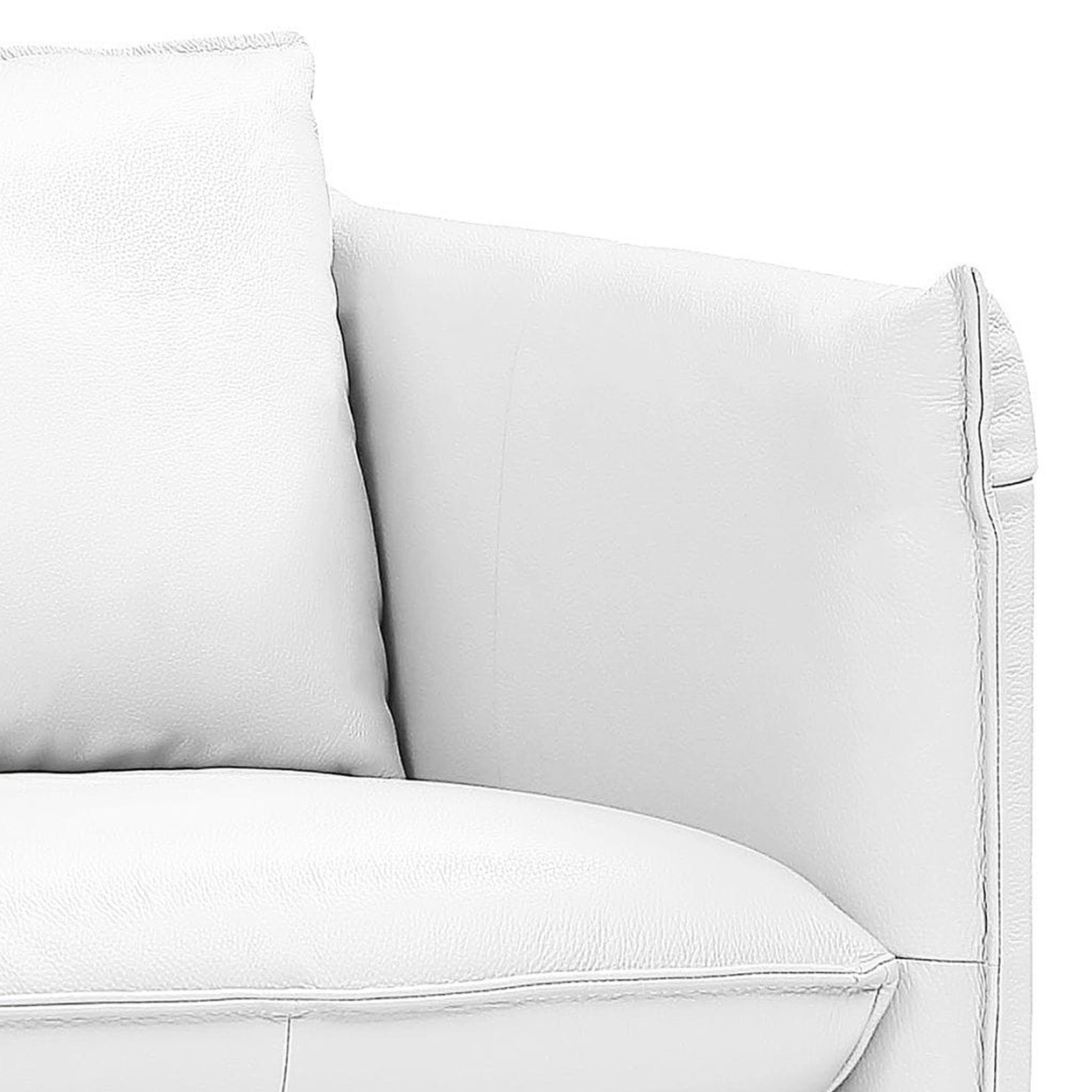 Reno 36 Inch Swivel Lounge Chair, Pillow Back, Italian Leather, Crisp White- Saltoro Sherpi