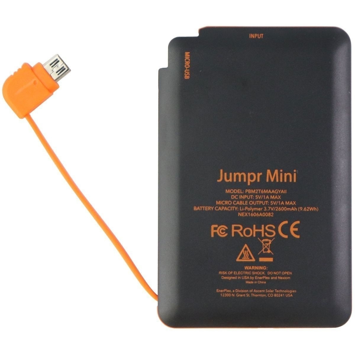 EnerPlex Jumper Mini Series Portable Charger With Micro-USB (2600mAh) - Gray