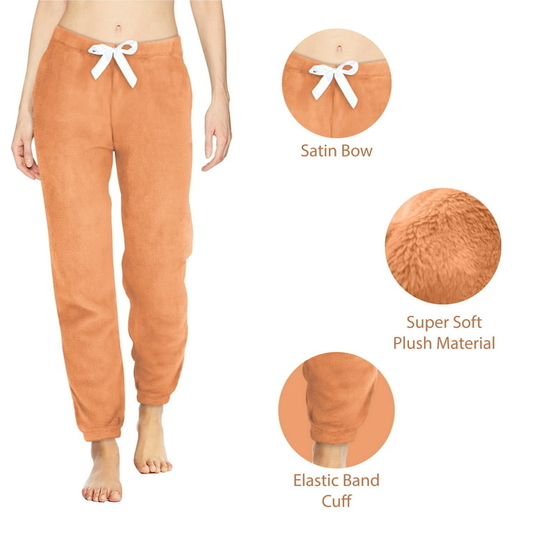 3-Pack: Women's Solid Ultra-Soft Comfy Stretch Micro-Fleece Pajama Lounge Pants - Medium